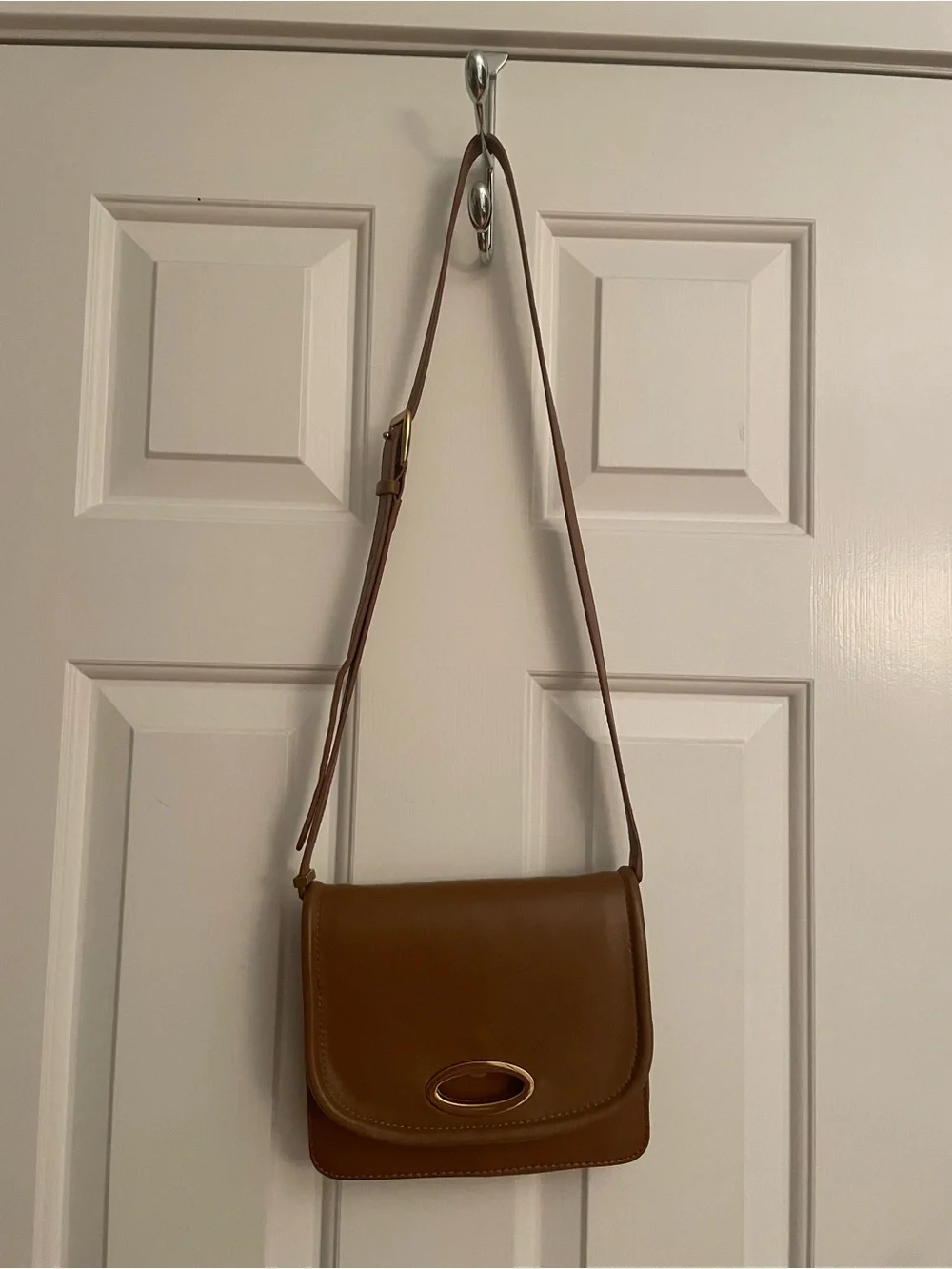 Zara Tan Brown Leather Crossbody Bag